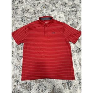 Under Armour Playoff Polo Shirt Mens XL Extra Large Red Short Sleeve Golf Stripe